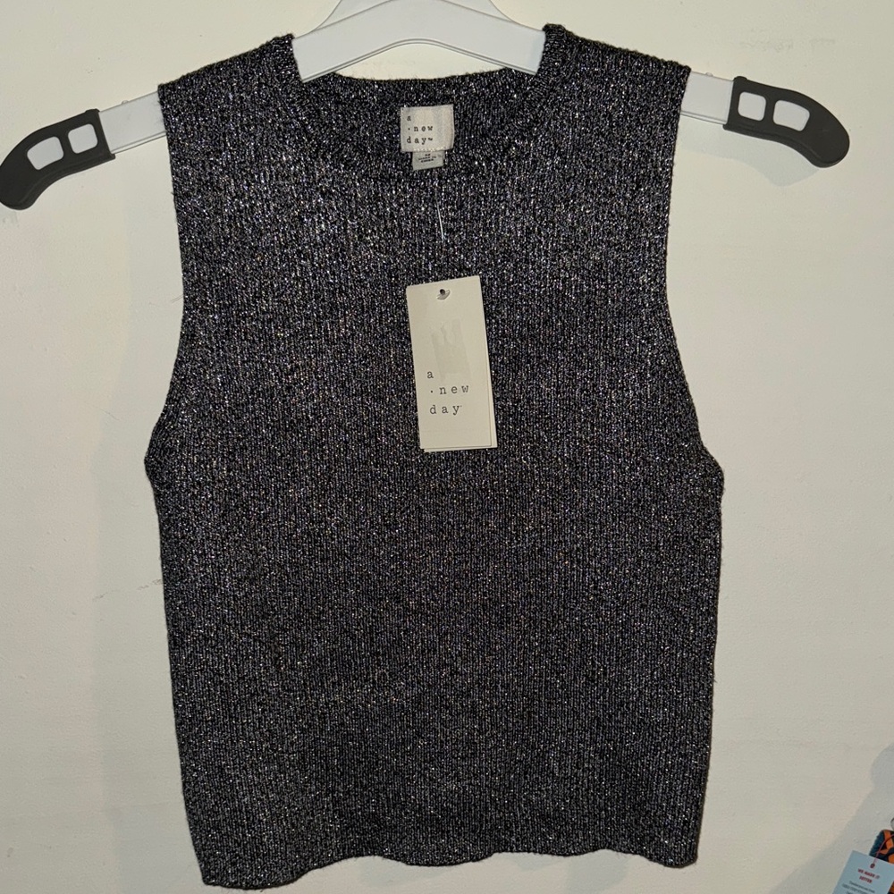 A New Day Women's Metallic Black Tank Top